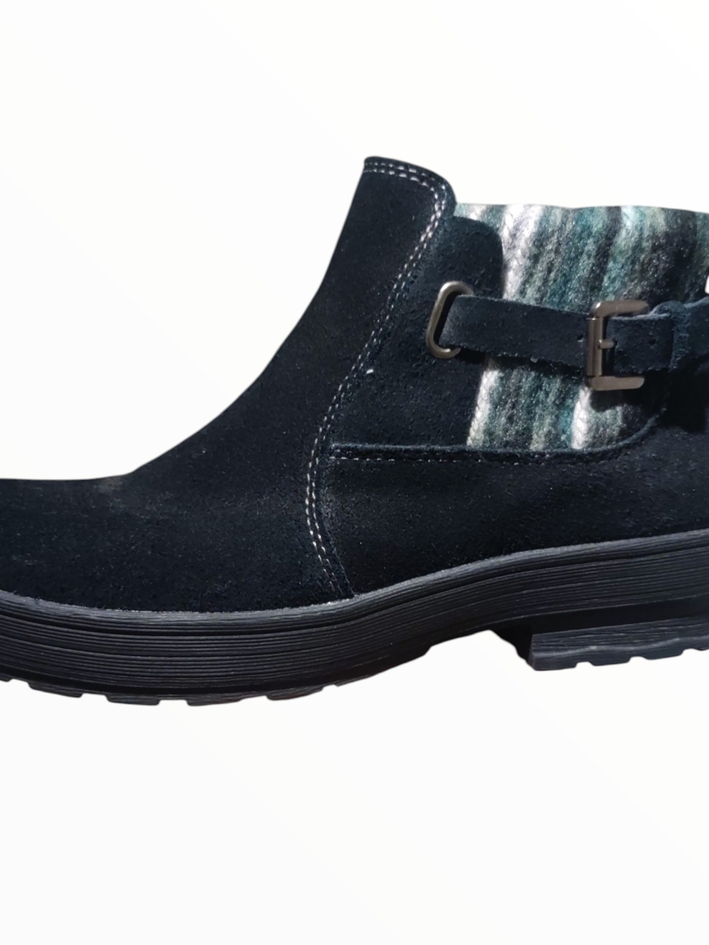Earth Origins Women’s size 8 Black Suede Ankle Boot Zip Buckle Round Toe